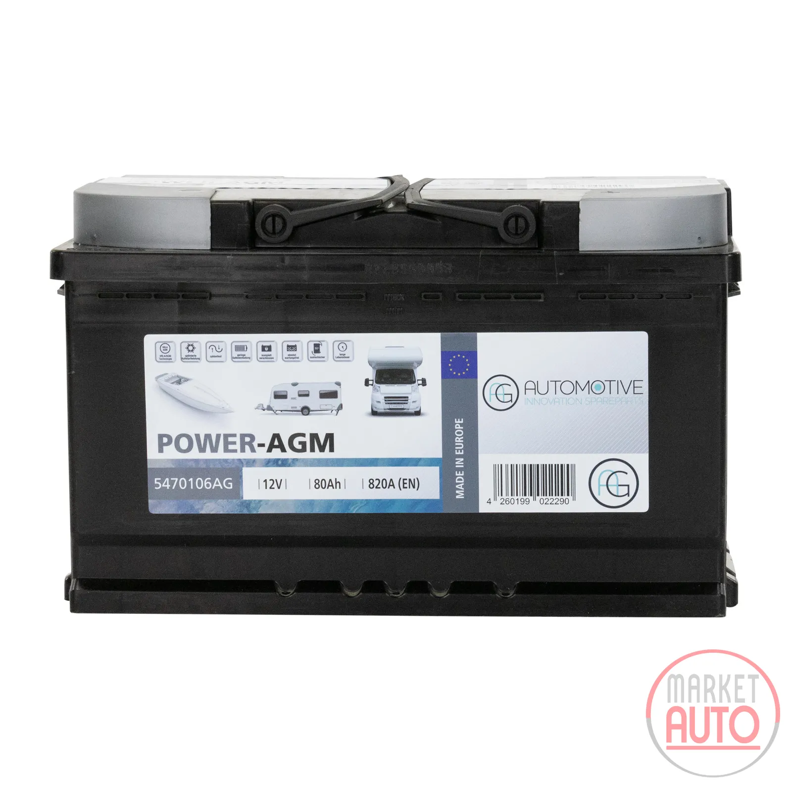Battery POWER-AGM construction battery 80AH 800A