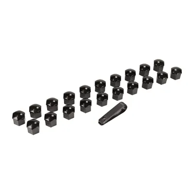 Set (20x) wheel bolts, wheel nuts, caps, cover in black 21mm