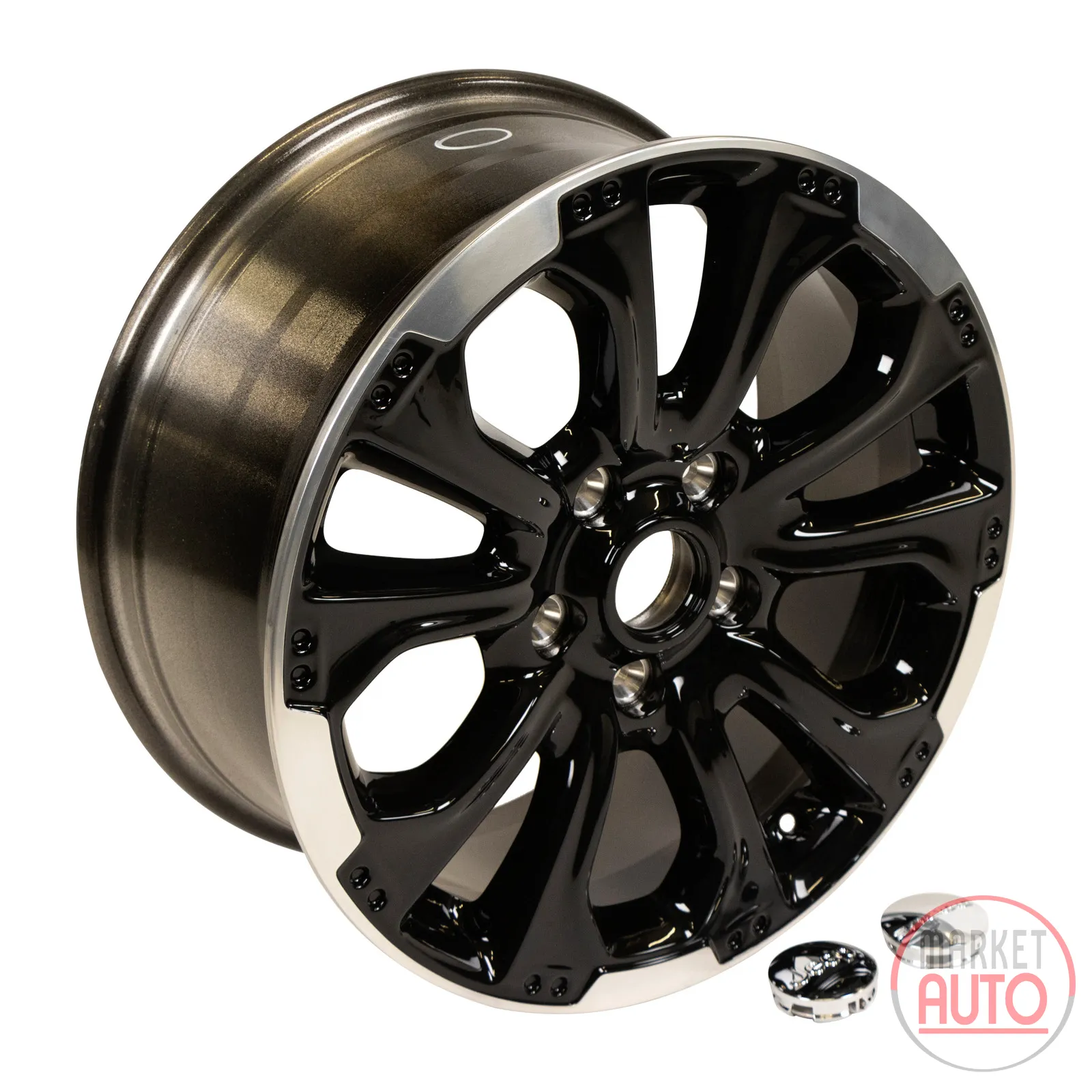 Alloy wheels black/silver 18", with Jeep cover cap