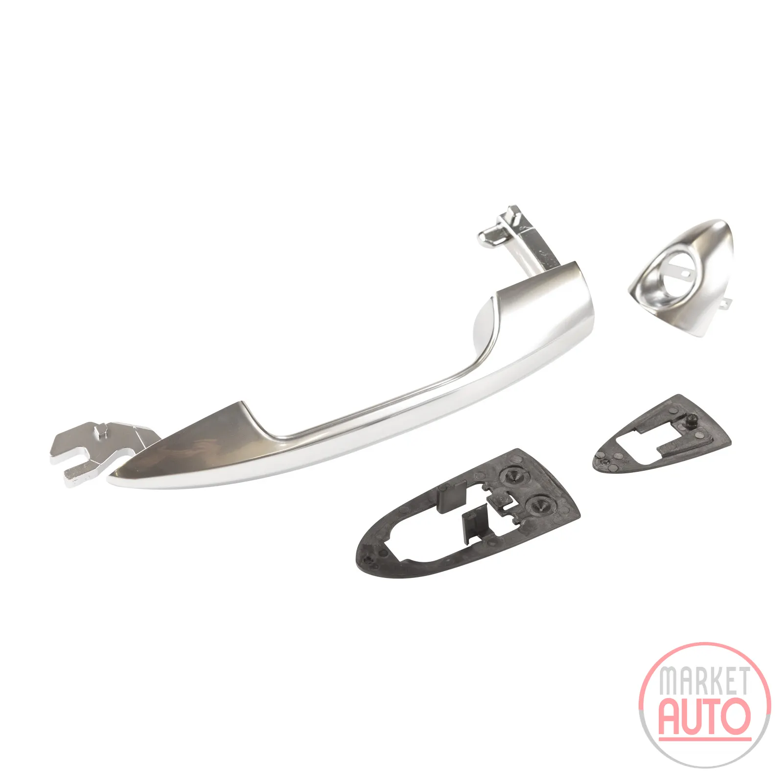 Door handle front left plastic aluminum look