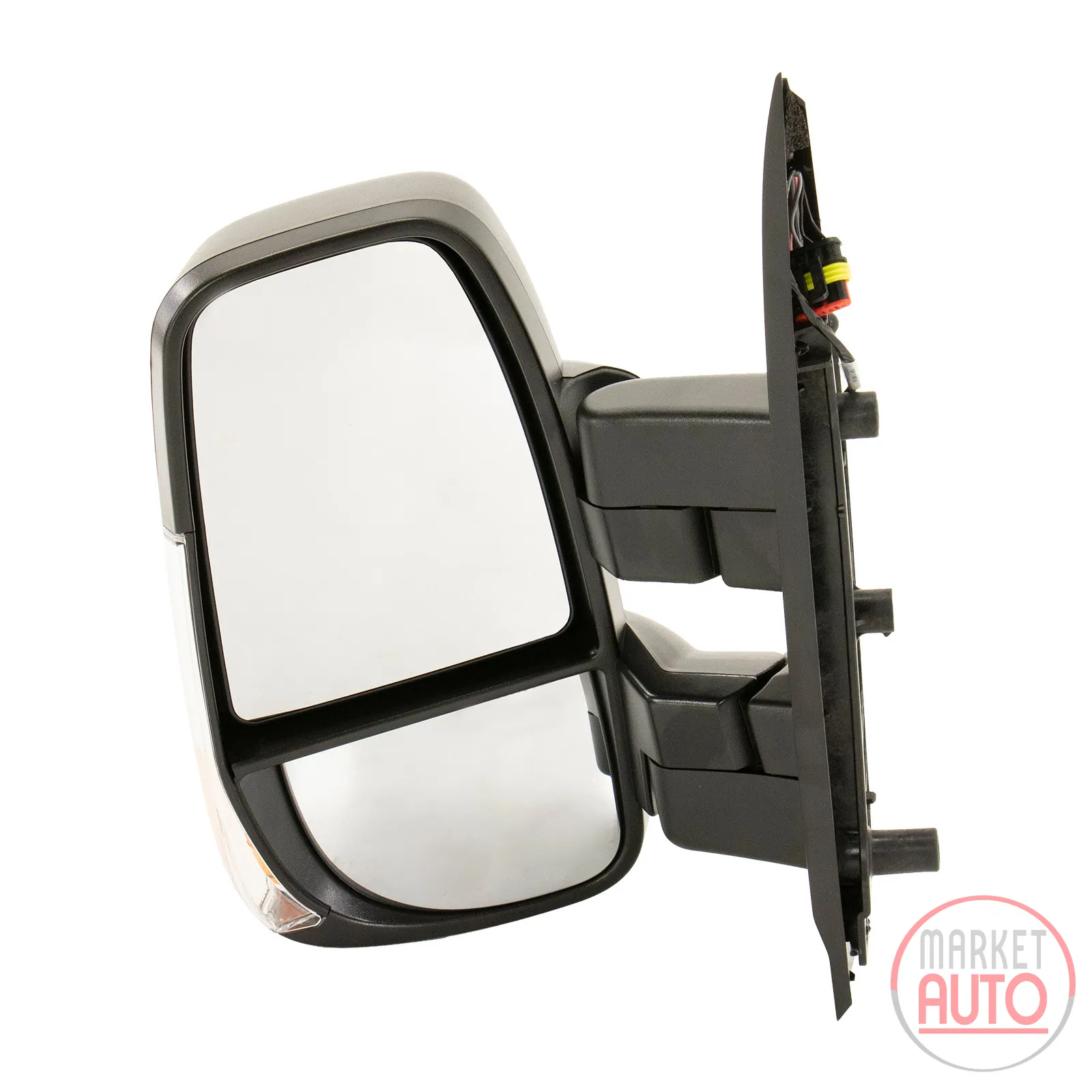 Exterior mirror completely mechanical with temperature sensor short arm