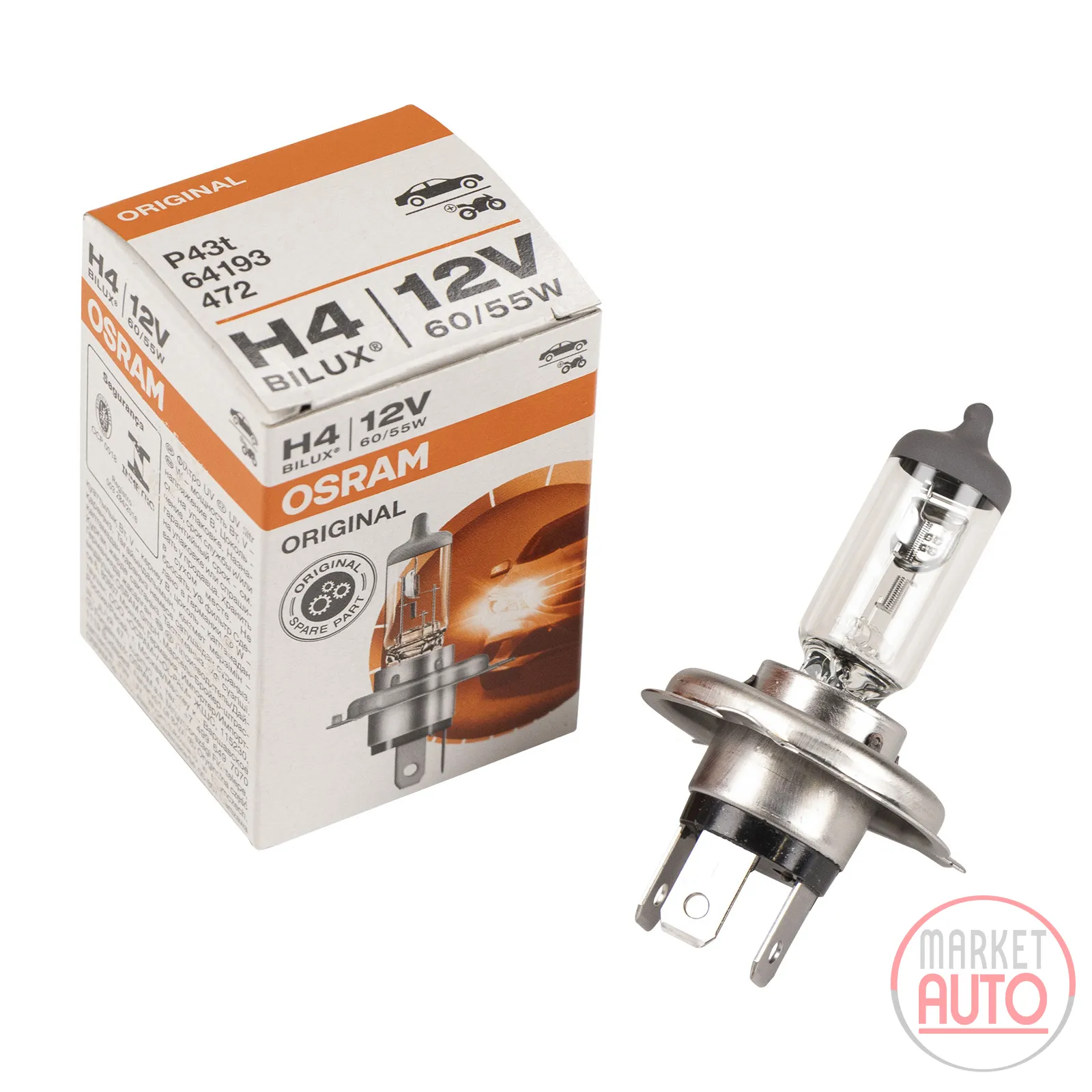 Headlight bulb H4 60/55W 12V P43t