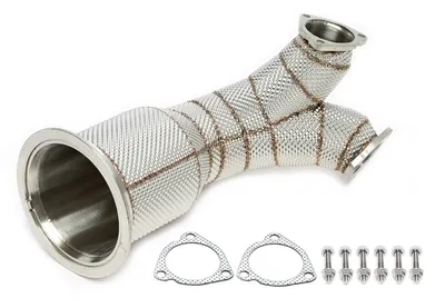 Downpipe with heat shield and without catalytic converter Audi