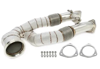 Downpipe with heat shield and catalytic converter Audi
