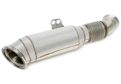 Downpipe with heat shield and catalytic converter BMW