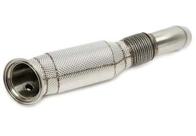 Downpipe with heat shield and catalytic converter BMW