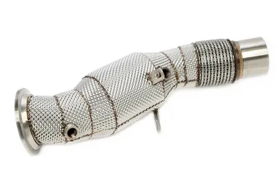 Downpipe with heat shield and catalytic converter BMW