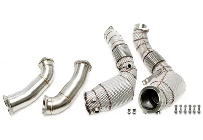 Downpipe with heat shield and catalytic converter BMW