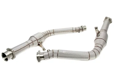 Downpipe with heat shield and catalytic converter Mercedes Benz