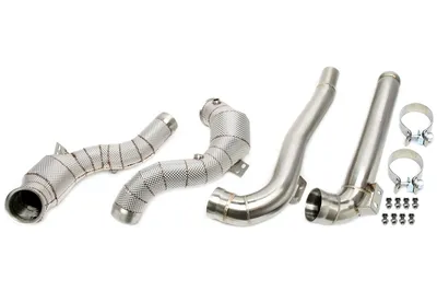 Downpipe with heat shield and catalytic converter Mercedes Benz