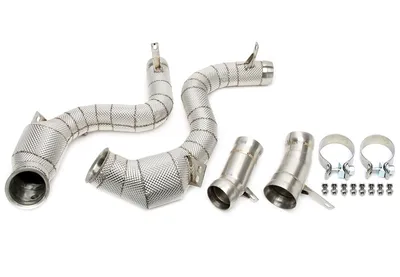Downpipe with heat shield and catalytic converter Mercedes Benz
