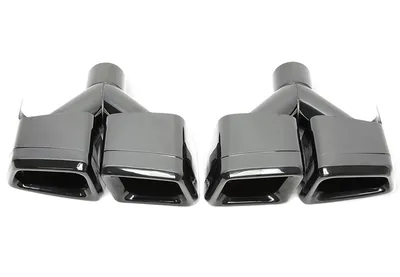 Universal stainless steel tailpipe for welding on "Y-pipe double design" in black/glossy Mercedes Benz
