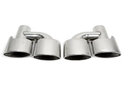 Universal stainless steel tailpipe for welding on "H-pipe single design" in chrome/glossy Mercedes Benz
