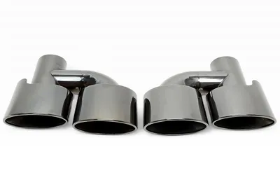 Universal stainless steel tailpipe for welding on "H-pipe double design" inblack/glossy Mercedes Benz