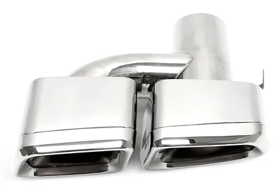 Universal duplex stainless steel tailpipe left side for welding on in chrome/glossy universell