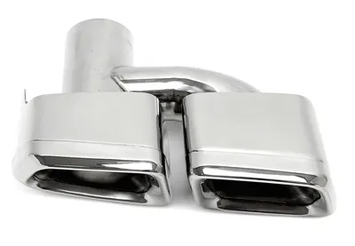 Universal duplex stainless steel tailpipe right side for welding on in chrome/glossy universell