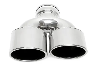 Universal duplex stainless steel tailpipe left side for welding on in chrome/glossy universell