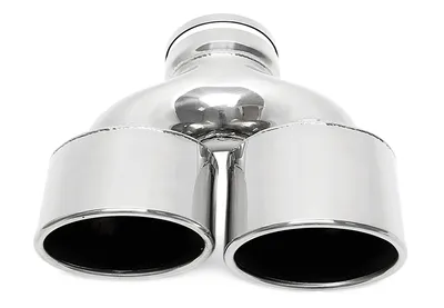 Universal duplex stainless steel tailpipe right side for welding on in chrome/glossy universell