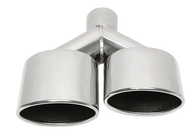 Universal duplex stainless steel tailpipe left side for welding on in chrome/glossy universell