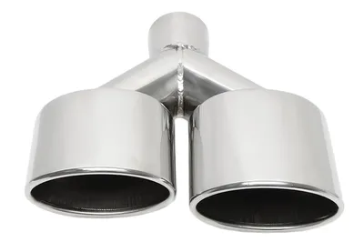 Universal duplex stainless steel tailpipe right side for welding on in chrome/glossy universell