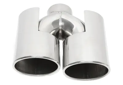 Universal duplex stainless steel tailpipe left side for welding on in chrome/glossy universell