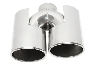 Universal duplex stainless steel tailpipe right side for welding on in chrome/glossy universell