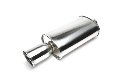 Stainless steel sport rear silencer universal 115mm round / bevelled/ outward flanged