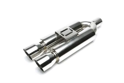 Stainless steel sport rear silencer universal 2 x 88 x 90mm oval / sharp / bevelled