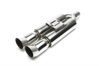 Stainless steel sport rear silencer universal 2 x 90/100mm DTM oval / sharp