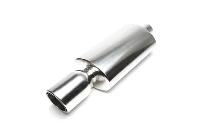 Stainless steel sport rear silencer universal 115 / 90mm round / flanged / bevelled