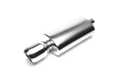 Stainless steel sport rear silencer universal 115mm round / bevelled / drawn inwards