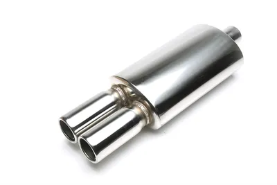 Stainless steel sport rear silencer universal 2 x 76mm round / flanged