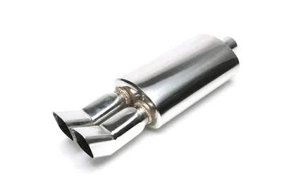 Stainless steel sport rear silencer universal 2 x 75 x 85mm DTM sharp / bevelled