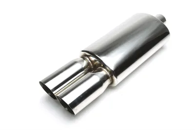 Stainless steel sport rear silencer universal 2 x 88 x 90mm oval / sharp / bevelled
