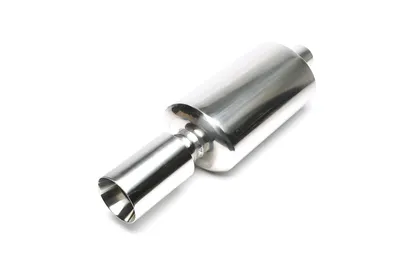 Stainless steel sport rear silencer universal 100mm round / smooth / drawn inwards