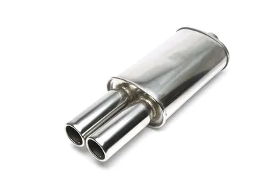 Stainless steel sport rear silencer universal 2 x 76mm round / flanged