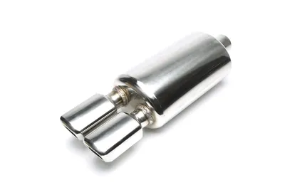 Stainless steel sport rear silencer universal 2 x 86 x 70mm square / bevelled / drawn inwards
