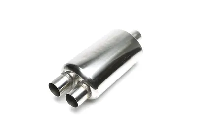 Stainless steel sport rear silencer universal 2 x 52mm round / sharp