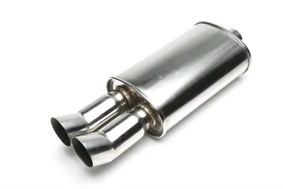 Stainless steel sport rear silencer universal 2 x76mm DTM sharp