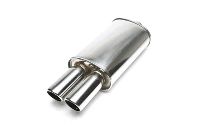 Stainless steel sport rear silencer universal 2 x 76mm round / bevelled