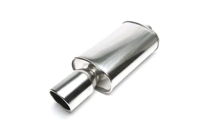 Stainless steel sport rear silencer universal 115mm round / flanged / bevelled