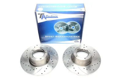 Sport brake disc set front axle perforated + slotted Ford