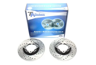 Sport brake disc set front axle perforated + slotted Hyundai · Mitsubishi