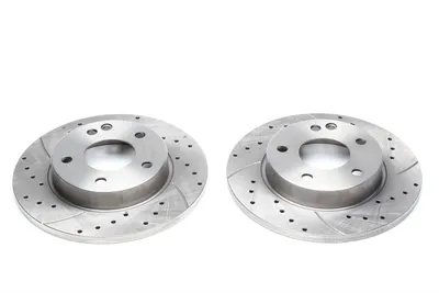 Sport brake disc set front axle perforated + slotted Mercedes Benz