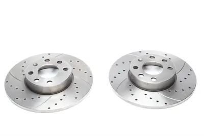 Sport brake disc set front axle perforated + slotted Opel
