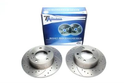 Sport brake disc set rear axle perforated + slotted Nissan · Opel · Renault