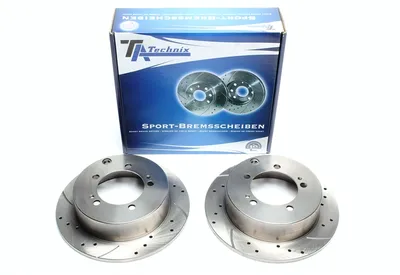 Sport brake disc set rear axle perforated + slotted Mitsubishi