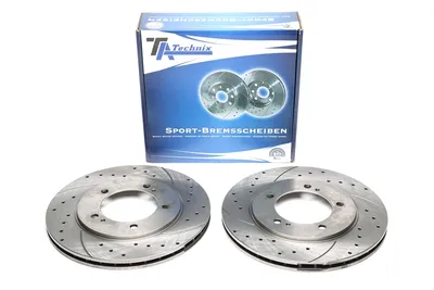 Sport brake disc set front axle perforated + slotted + internally ventilated Suzuki