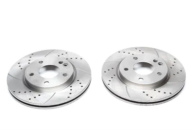 Sport brake disc set front axle perforated + slotted + internally ventilated Mercedes Benz