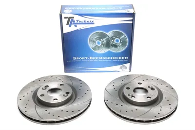 Sport brake disc set front axle perforated + slotted + internally ventilated Renault
